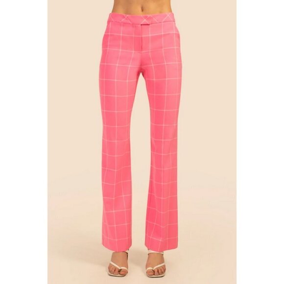 💕TRINA TURK💕 Carillo Pant ~ Windowpane Tropical Suiting Candy Pink 14 NWT - Picture 6 of 16